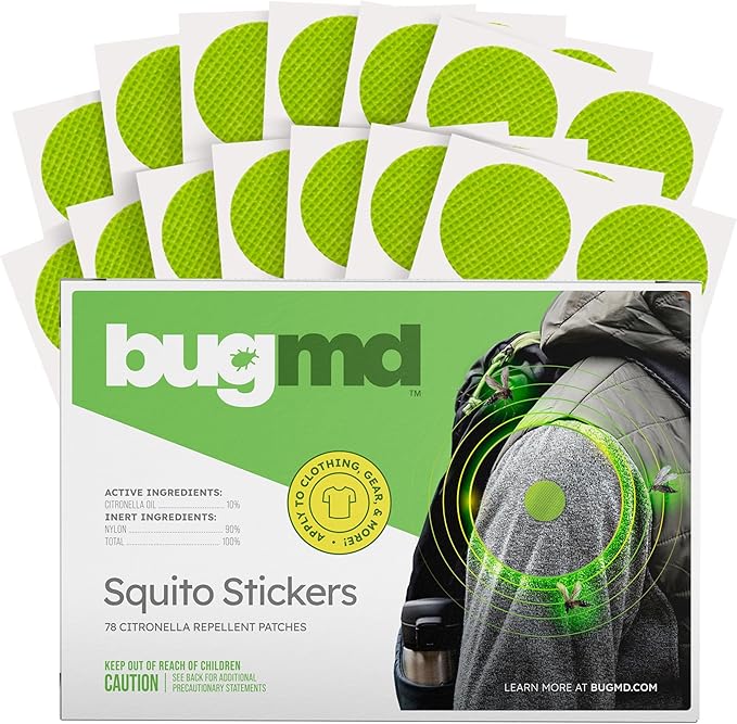 BugMD Squito Stickers Mosquito Repellent Patch Stickers for Adults (78 Patches), Safe & Effective Insect Repellent Patches for Toddlers, Kids, Camping, Beach & Outdoor Essentials-PawvioPets