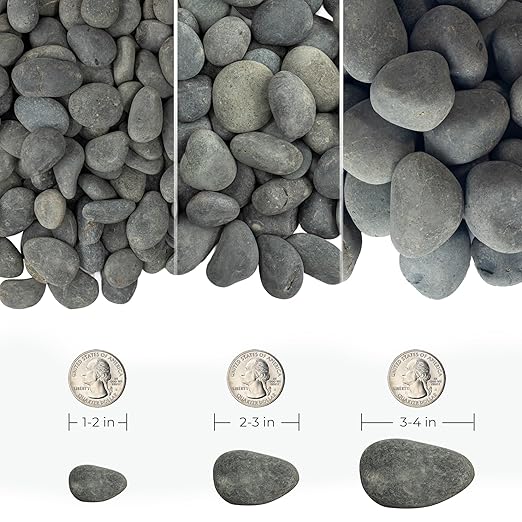 40lbs Large River Rocks for Landscaping, 2-3 Inch Big Black Pebbles, Hand-Picked Premium Stones for Garden Design, Fish Tank, Flower Pots, Pathways and Backyard-PawvioPets