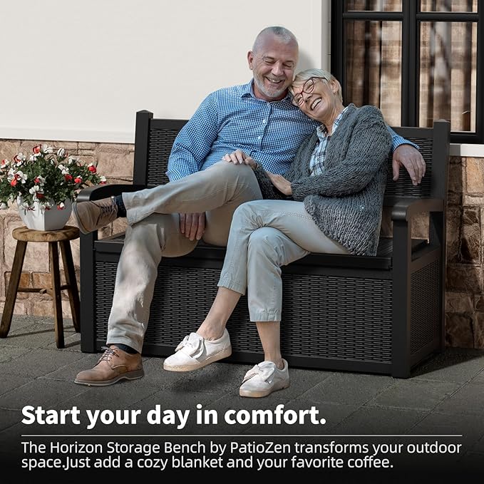 80 Gallon Storage Bench Waterproof and Lockable,Deck Box Outdoor Storage Furniture for Patio,Garden,and Porch – Perfect for Storing Garden Tools and Cushions(Black)-PawvioPets