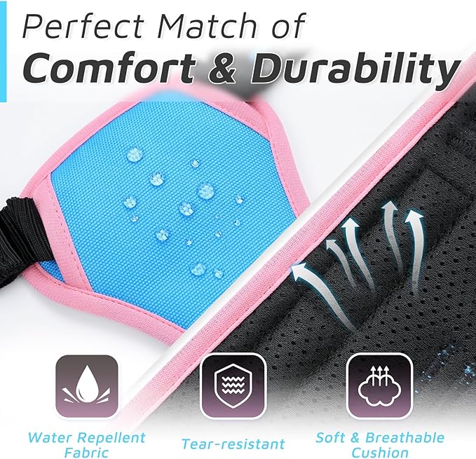 Eagloo Dog Harness Small Sized Dog, No Pull Service Vest with Reflective Strips and Control Handle, Adjustable and Comfortable for Walking, No Choke Pet Harness with 2 Metal Rings, Pink & Blue, S-PawvioPets