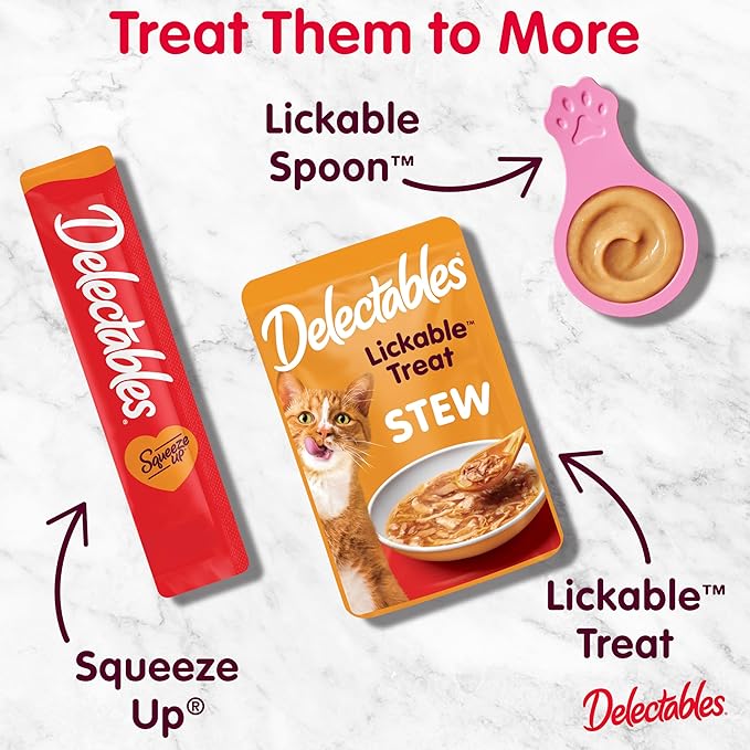 Delectables Squeeze Up Kitten Creamy Squeezable Puree, Lickable Wet Cat Treats, Grain Free, No Added Fillers, No By-Products, No Added Preservatives, 0.5 Ounces Tube Tuna & Salmon, 32 Tubes Total-PawvioPets