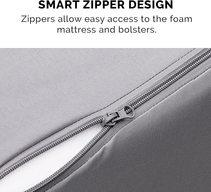 Furhaven Cooling Gel Dog Bed for Large/Medium Dogs w/ Removable Bolsters & Washable Cover, For Dogs Up to 55 lbs - Pinsonic Quilted Paw L Shaped Chaise - Titanium, Large-PawvioPets