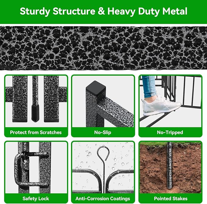 Dog Playpen Outdoor 32 Panels Heavy Duty Dog Fence 47" Height with Thick Pipe Anti-Rust with Doors Portable for RV Camping Yard, Total 71FT, 406 Sq.ft, Snowy Black-PawvioPets