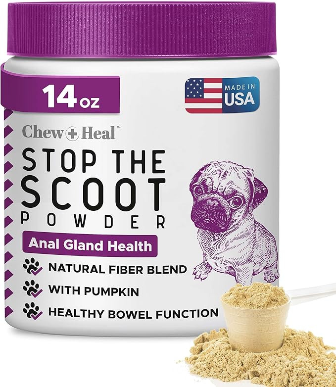 Glands Bowel Support - 14 oz of Stop The Scoot Powder for Scooting, Healthy Anal Glands, and Digestive Health - Made with Pumpkin Powder for Dogs-PawvioPets