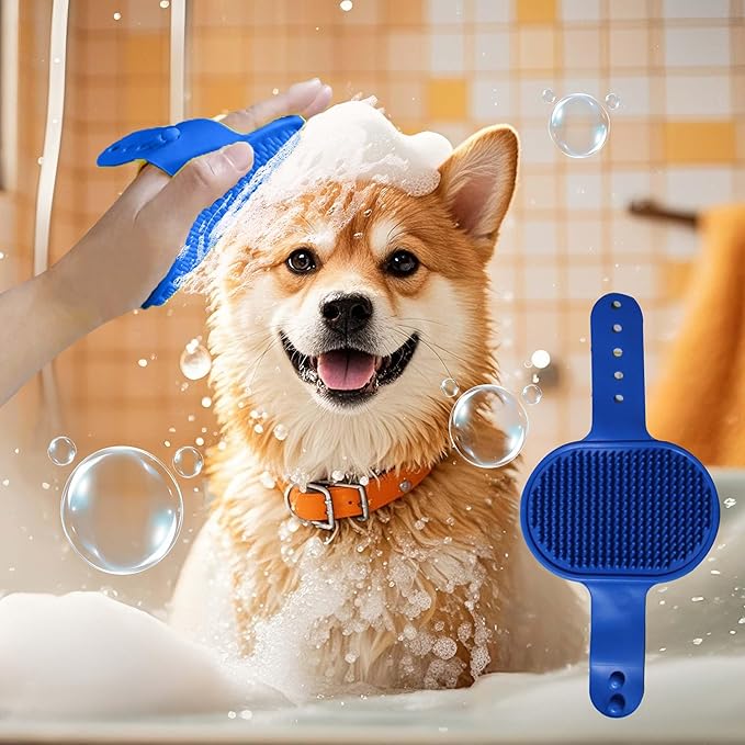 Cat & Dog Grooming Gloves - Deshedding Brush for Shedding, Gentle Pet Hair Remover & Massage Gloves for Cats, Dogs, All Fur Types (1 Brush +1 Pair Gloves)-PawvioPets