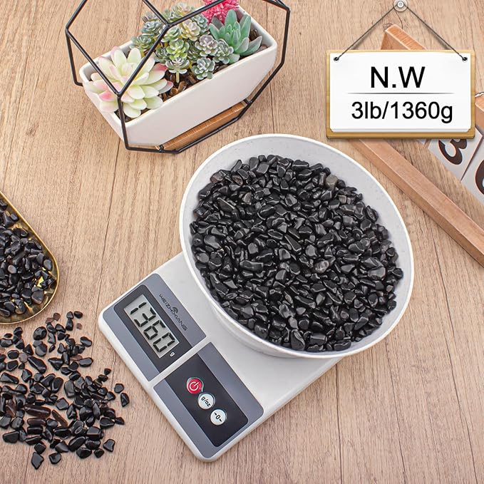 3 Lb Black Obsidian Crushed Stone Crystal Chips Bulk, Betta Fish Tank Gravel Rocks Irregular Shaped Marbles Pebbles for Aquarium, Vase Fillers, Succulent Plants Decor-PawvioPets