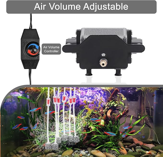 AquaMiracle 6/8/16W Quiet Fish Tank Air Pump 200/317/475GPH High Pressure Aquarium Air Pump Commercial Air Pump Pond Aerator Bubbler Hydroponics Air Pump-PawvioPets