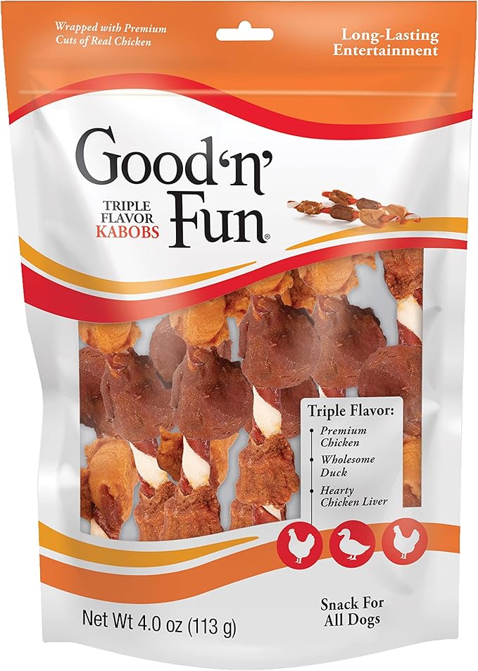 Good'N'Fun Triple Flavored Rawhide Kabobs for Dogs-PawvioPets