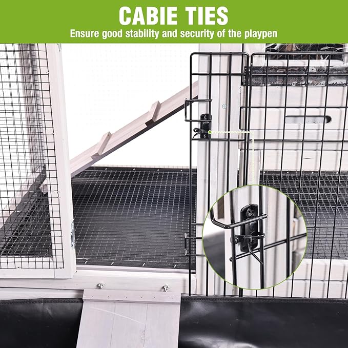 Bunny Playpen Indoor & Outdoor, Rabbit Playpen with Waterproof Liner, Extension Guinea Pig Cages for Small Animals (Playpen Only)-PawvioPets