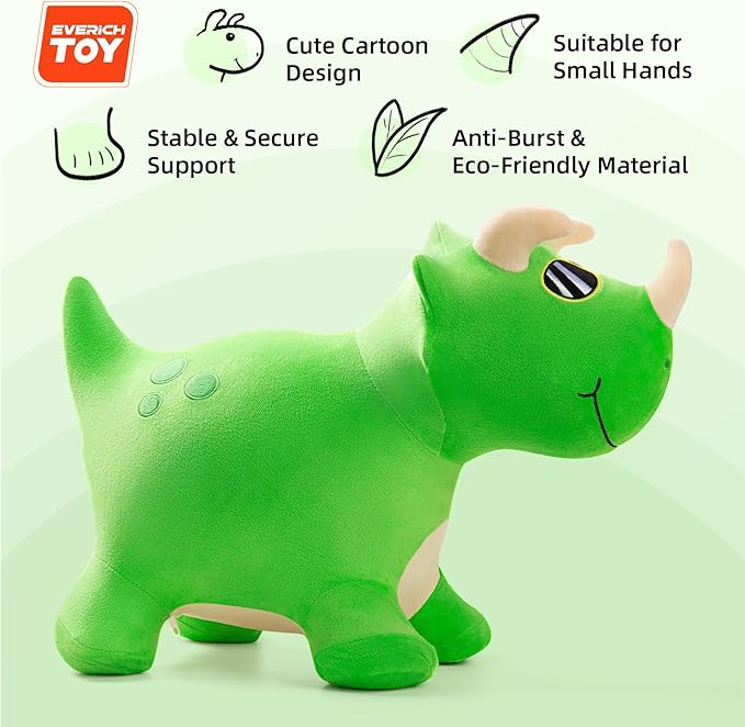 EVERICH TOY Bouncy Horse Dinosaur Toys, Inflatable Bouncing Animal Hopping Toys, Outdoor Indoor Ride on Bouncer, Boys Girls Birthday Gift for 18 Month 2 3 4 5 6 Year Old Kid- Plush Dinosaur Toy-PawvioPets