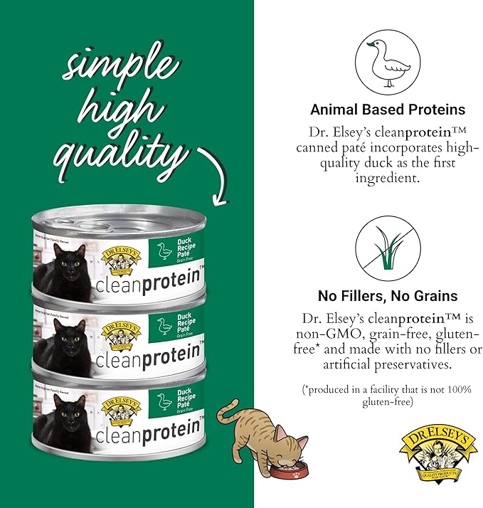 Dr. Elsey's cleanprotein Duck Recipe Wet Cat Food Case of 24, 2.75 oz Canned Food-PawvioPets