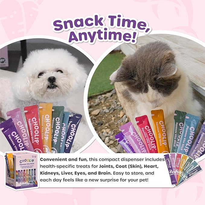 Grab & Go Squeeze Vita Stick Lickable Treats for Dogs & Cats. 49 Variety Support Sticks with Essential multivitamins. Soft and Tasty Paste for All Life Stages-PawvioPets