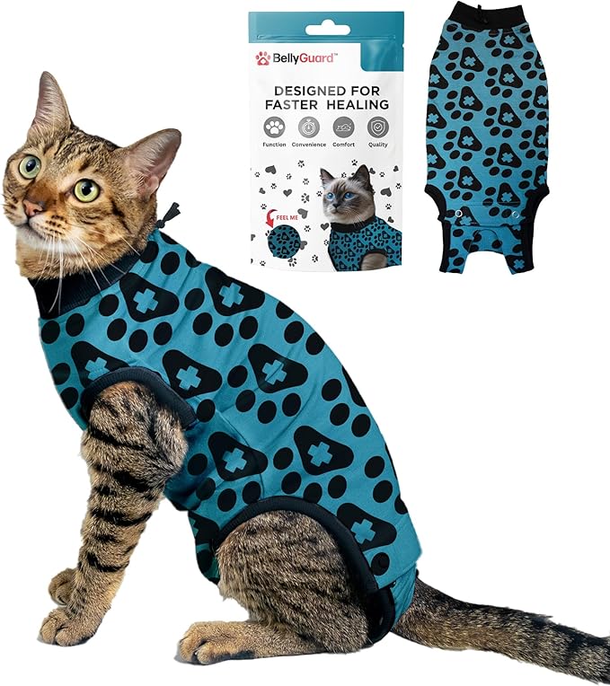 Bellyguard Cat Recovery Suit Female and Male, Comfy Onesie After Surgery, Kitten Clothes for Post-Op Care, Neuter and Spay Healing Outfits for Cats Only – Comfortable Kitten and Adult Cone Alternative-PawvioPets