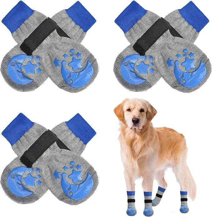 BEAUTYZOO Anti-Slip Dog Socks,Dog Shoes for Hot/Cold Pavement,Paw Protectors with Grips 3 Pairs for Puppy Small Medium Large Senior Old Dogs,Dog Socks to Prevent Licking and Hardwood Floor Protection-PawvioPets