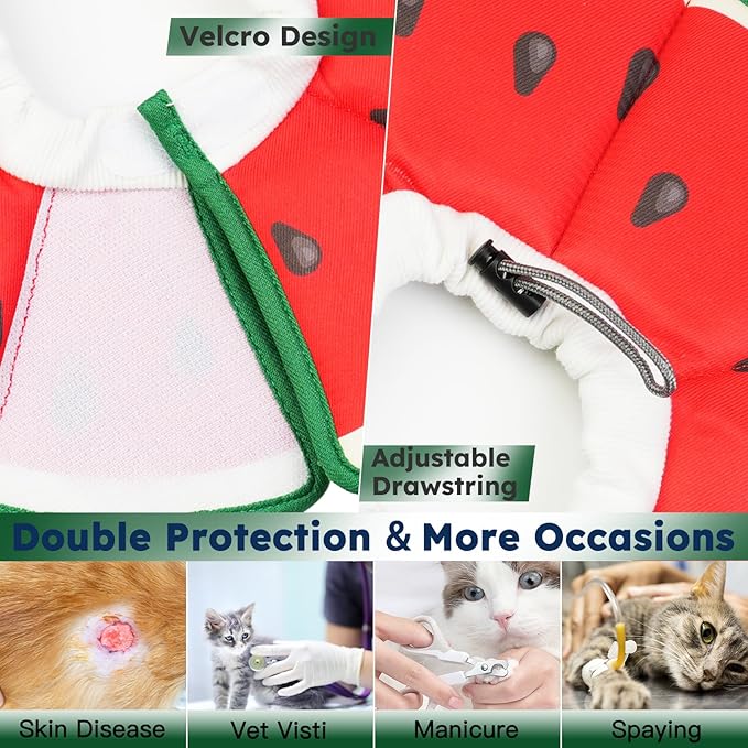 Cat Cone Collar Soft, Waterproof Cat Recovery Collar After Surgery, Adjustable Pet Donut Collar, Safety Elizabethan Collar to Prevent Licking Wounds for Kittens, Pet Cone Alternative-PawvioPets