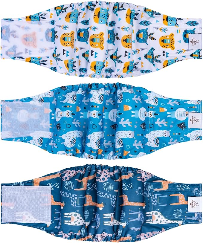 CuteBone Dog Diapers Male Washable Belly Band for Male Dogs Wraps 3pcs a Pack DM43XS-PawvioPets
