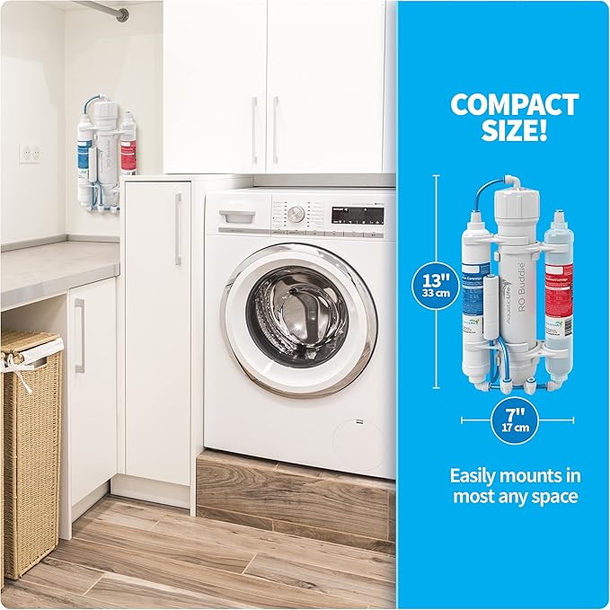 Aquatic Life RO Buddie 3-Stage Reverse Osmosis Aquarium Water Filter System RO Filtration Unit for Fish Tank, Fountains, and More, 100 GPD-PawvioPets