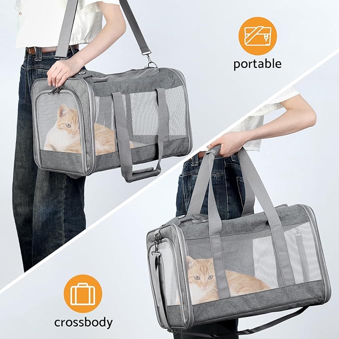 Airline-Approved Pet Carrier Cat Carrier Dog Carrier - Stylish Lightweight, Handheld & Crossbody, Honeycomb Support, Anti-Escape Design for Travel, Walks & Daily Outings-PawvioPets