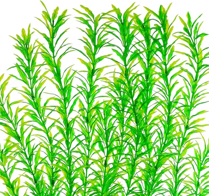 Aquarium Plastic Plants Large, Artificial Plastic Long Fish Tank Plants Decoration Ornaments Safe for All Fish 21 Inches Tall (J07 Green)-PawvioPets