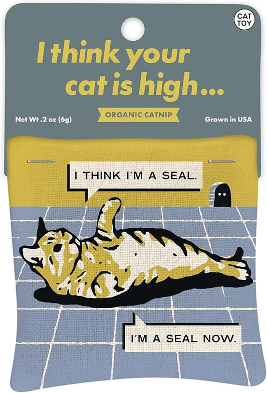 Blue Q Your Cat is High Catnip Cat Toy. Premium Organic Catnip Grown in The USA, 100% Cotton Pouches, Kitty Graphics Sure to Delight Every Cat-Keeper.-PawvioPets