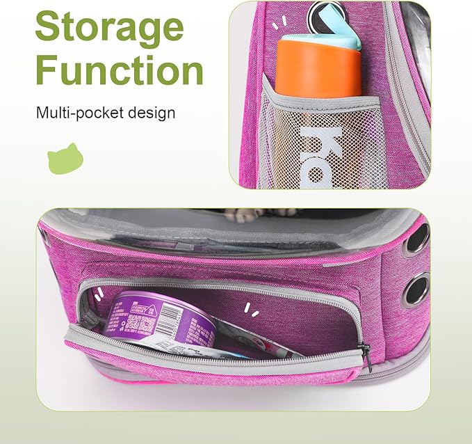 Expandable Cat Backpack,Cat Bubble Backpack Carrier for Carrying Cats, Pets and Small Dogs,Airline-Approved,Designed for Travel, Hiking, Walking,Car （Pink-PawvioPets