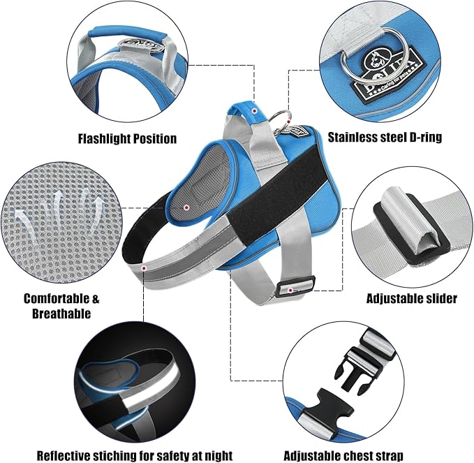 Bolux Dog Harness, No-Pull Reflective Dog Vest, Breathable Adjustable Pet Harness with Handle for Outdoor Walking - No More Pulling, Tugging or Choking-PawvioPets