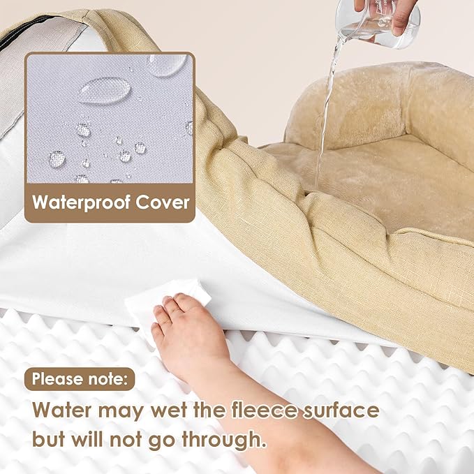 EHEYCIGA Orthopedic XL Dog Beds, Waterproof Memory Foam Dog Bed for Extra Large Dogs, Non-Slip Bottom and Egg-Crate Foam Big Pet Couch Bed with Washable Removable Cover, Graige-PawvioPets