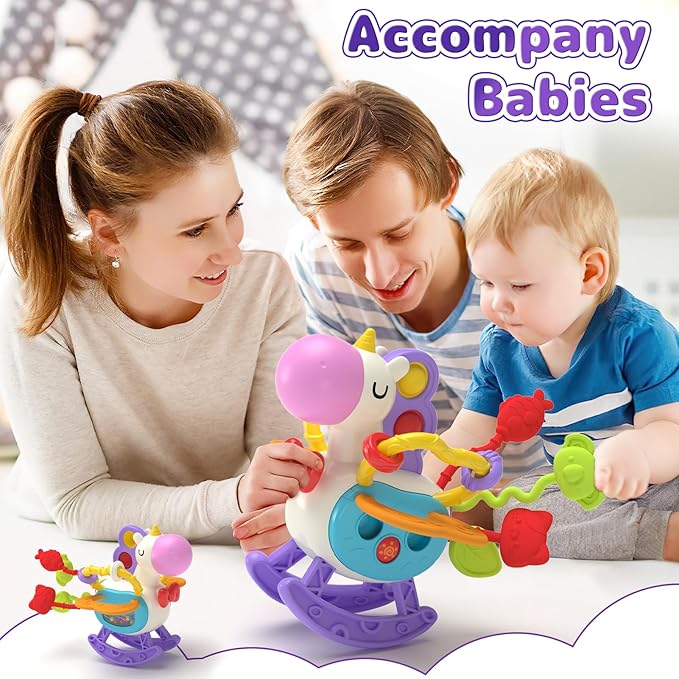 5 in 1 Baby Toy for 12 18 Month, Learning Toys for Babies 12-18 Months, Baby Busy Cube, Stacking&Sensory, Pull String&Piano Xylophone Toy, Birthday Gift for 12+ Month-PawvioPets