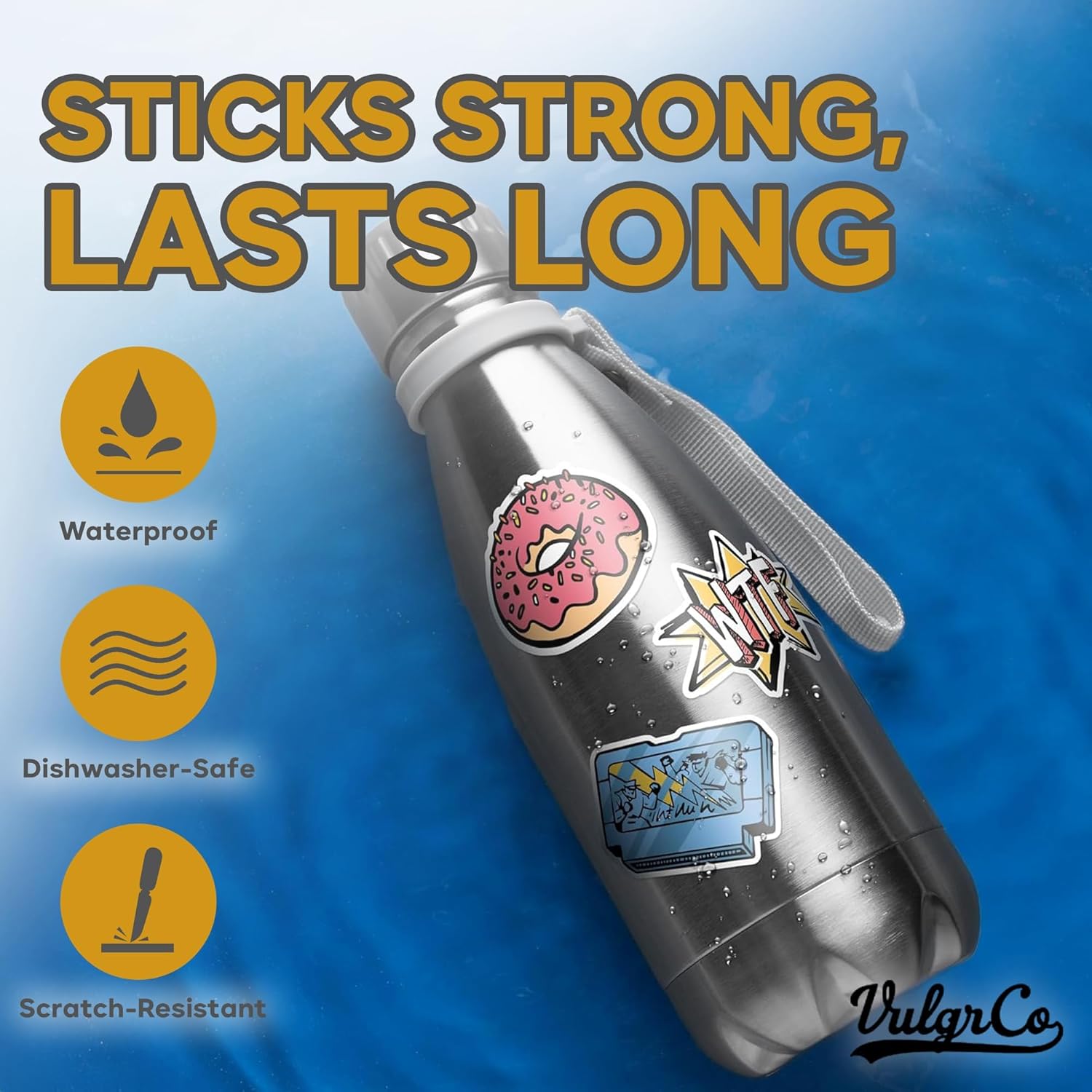 VulgrCo Custom Design Your Own Personalized Labels Stickers Decals Text Name Image Photo 120 Pack - Waterproof, Dishwasher Safe, Fade Resistant, UV Protected, Heat and Cold Resistant