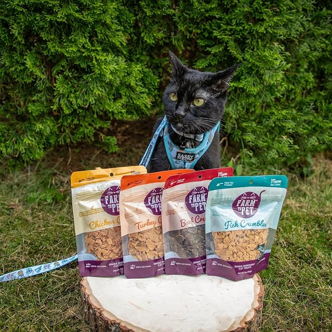 Farm To Pet - Cat Treat Crumbles - 3 oz Single Ingredient Fish Treat and Snacks - Healthy for Indoor Cats and Kitten - Essential Products (Mix with Wet/Dry Food)-PawvioPets