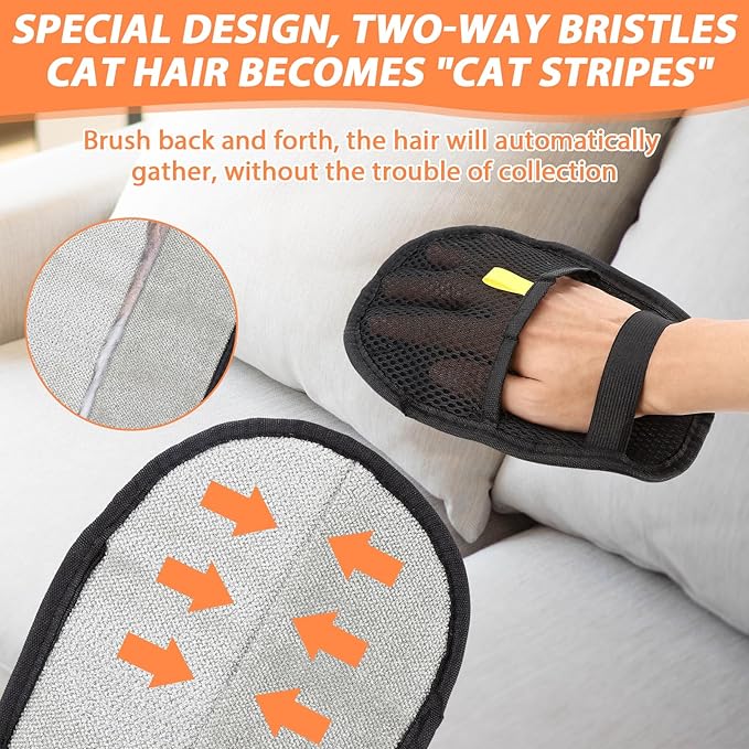 4 Pcs Pet Hair Remover Electrostatic Gloves, Upgrade Static Removal Gloves for Pet Hair, Reusable Multifunctional for Couch, Furniture, Carpet, Car Seat, Massage of Dogs and Cats-PawvioPets