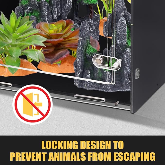 12x12x18 Reptile Enclosure – Acrylic Reptile Tank for Gecko, Snake, and Lizard – Compact PVC Terrarium for Small Pets-PawvioPets