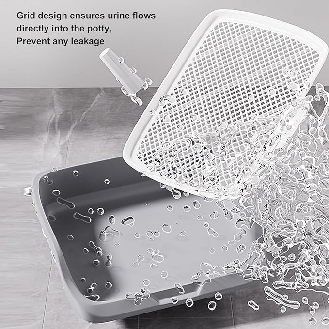 Fabater Dog Potty Toilet Training Tray, Portable Multifunctional Mesh Puppy Training Toilet Pad Holder with Bafflel for Small Dogs Puppies (Gray)-PawvioPets