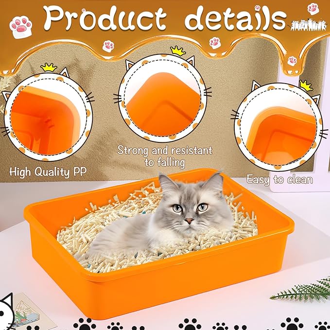 6 Pcs Kitten Small Litter Box Set, Plastic Kitten Litter Pan with 6 Scooper Cat Litter Box Cat Litter Box Travel Toilet for Small Pet Kitty Bunny Guinea Pig-PawvioPets