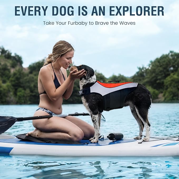 Dog Life Vest for Swimming and Boating - Adjustable Reflective Flotation Jacket, High Buoyancy Life Jacket for Dogs with Rescue Handle, Small Dog Safety Gear for Pool, Beach(S, Orange)-PawvioPets