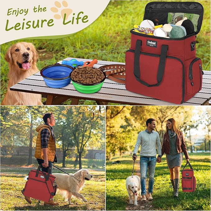 Dog Travel Bag Airline Approved–Pet Travel Tote with Collapsible Bowls,Food Containers & Feeding Mat–Multi-Pocket Organizer for Dogs & Cats, Durable & Water-Resistant for Hiking,Trips,Outdoors-PawvioPets