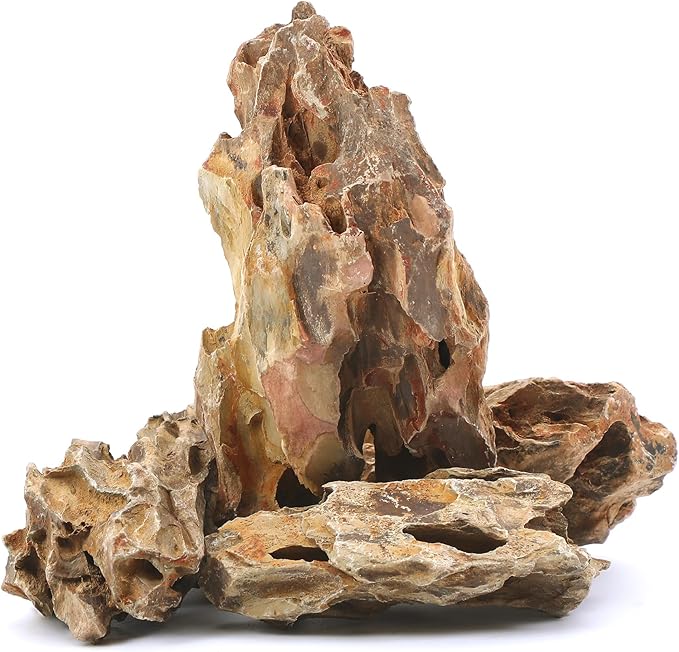 2-6 Inches Natural Dragon Stone 4 PCS Aquarium Rocks for Aquascaping, Aquarium Landscaping, Terrariums, Fish Tank Decoration, Vivariums, Paludarium, Reptile and Amphibian Enclosures-PawvioPets