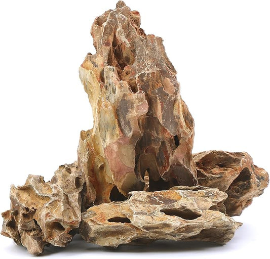 2-6 Inches Natural Dragon Stone 4 PCS Aquarium Rocks for Aquascaping, Aquarium Landscaping, Terrariums, Fish Tank Decoration, Vivariums, Paludarium, Reptile and Amphibian Enclosures-PawvioPets