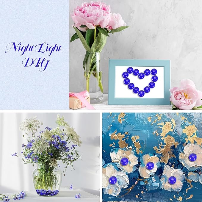 10LB Cobalt Blue Flat Glass Marbles for Vases, Gemstone Beads Vase Filler Decorative Glass Pebbles for Fish Tank, DIY Crafts, Aquarium Decor Rocks-PawvioPets