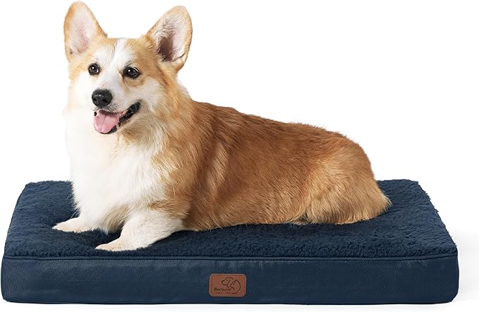 Bedsure Large Dog Bed for Crate - Orthopedic Flat Pet Beds with Removable Washable Cover, Egg Crate Foam Crate Mat, Suitable for Pet Up to 50 lbs-PawvioPets