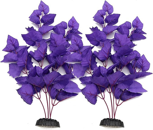 ALEGI Silk Aquarium Plants, 16 Inch Artificial Silk Plants Decorations for Fish Tank,Aquarium Décor Plastic Plants (Purple, 2 Pack)-PawvioPets