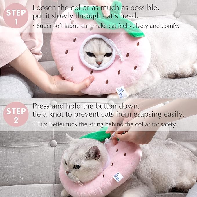 ANWA Adjustable Cat Cone Collar Soft, Cute Cat Donut Collar After Surgery, Kitten Recovery Cones to Stop Licking-PawvioPets