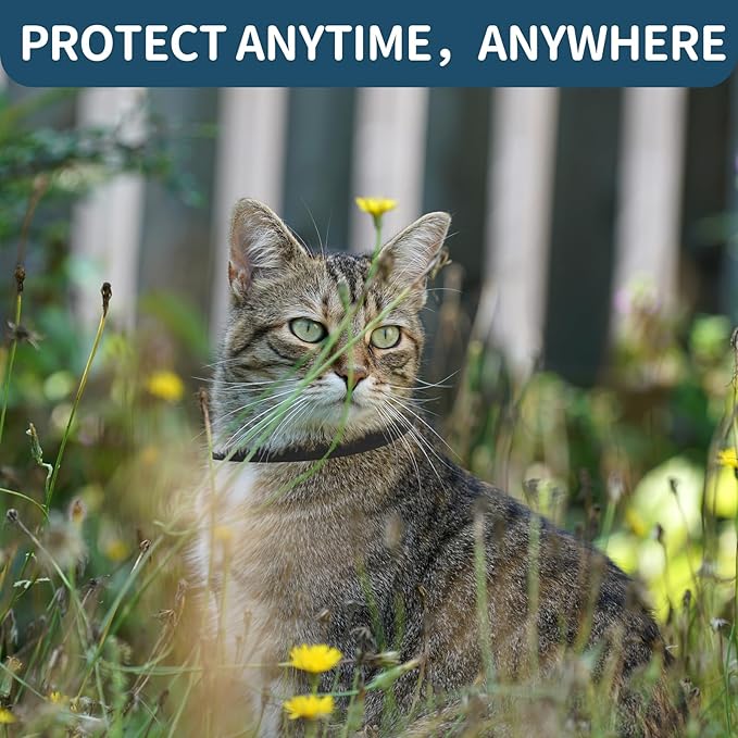 Flea and Tick Collar for Cats - 4 Pack, 32 Month Protection Treatment, Waterproof, Natural Prevention, Adjustable for Cats & Kittens (Black)-PawvioPets