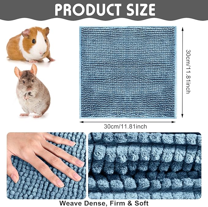 Amylove 4 Pcs Guinea Pig Cage Liner Guinea Pig Bedding Washable Fleece Pee Pads Reusable Small Animals Training Mat Small Animal Sleeping Bed for Bunny Hamster(Mixed Colors,12 x 12 Inch)-PawvioPets