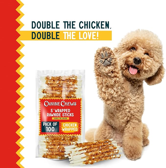 Canine Chews 5" Double Wrapped Chicken Dog Treats - 100 (Pack)-PawvioPets