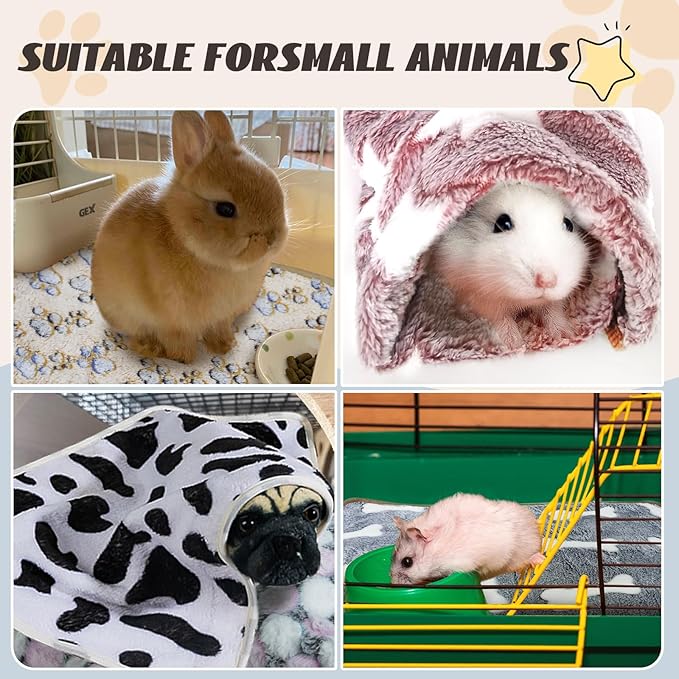 6 Pcs Absorbent Guinea Pig Blankets Washable Small Animal Fleece Bedding Cage Liners Reusable Pet Pee Pad Sleep Mat Pad Cover for Hamster Ferret Rabbit Chinchilla Hedgehog (16"x24")-PawvioPets