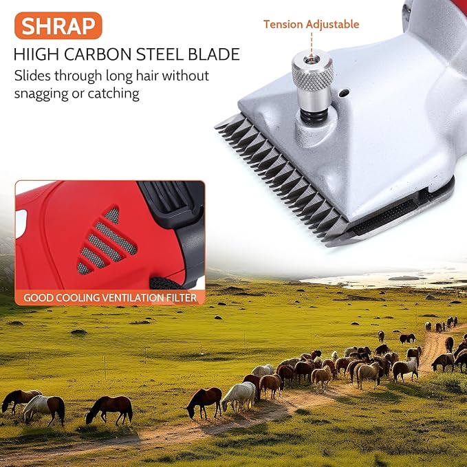 DUCKBOY Cordless Horse Clipper, Rechargeable Battery Powered Animals Shears Grooming Tools for Shaving Fur Wool Tool, Large Livestocks, Llamas, Cattle, Alpacas, Thick Coat Animals Trimmer-PawvioPets