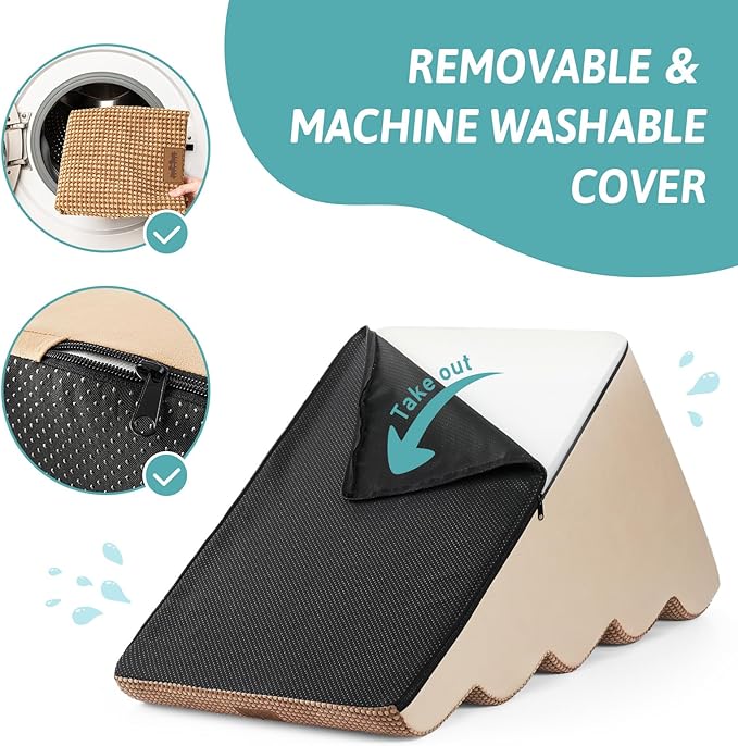 Extra Wide Dog Stairs 19.7" Width, Large Pet Step for Small Medium Dog, Puppy or Cat, Ramp for High Bed or Car, High Density Foam Ladder, Stable, 5 Step, 19.7x33x22.4 inch, Light Brown-PawvioPets