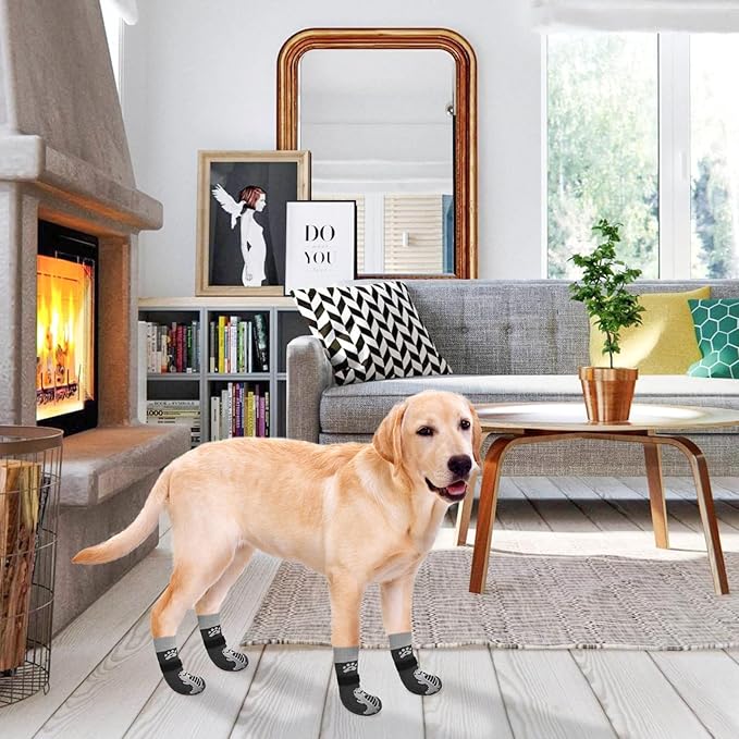 BEAUTYZOO Anti-Slip Dog Socks,Dog Shoes for Hot/Cold Pavement,Paw Protectors with Grips 3 Pairs for Puppy Small Medium Large Senior Old Dogs,Dog Socks to Prevent Licking & Hardwood Floor Protection-PawvioPets