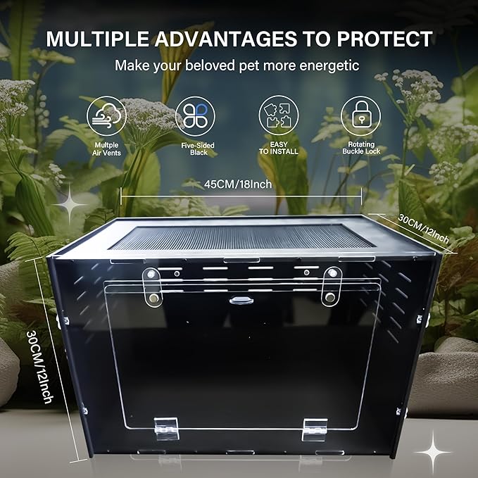 10 Gallon Reptile Tank – Reptile Enclosure for Leopard Geckos, Snakes & Bearded Dragons – Lizard Tank, Hermit Crab & Gecko Habitat-PawvioPets